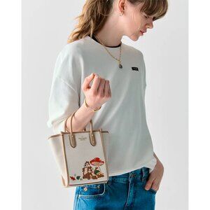 G Kate Spade Disney Chip N Dale Mini Tote Bag Ivory Leather Purse KL749 NWT $349